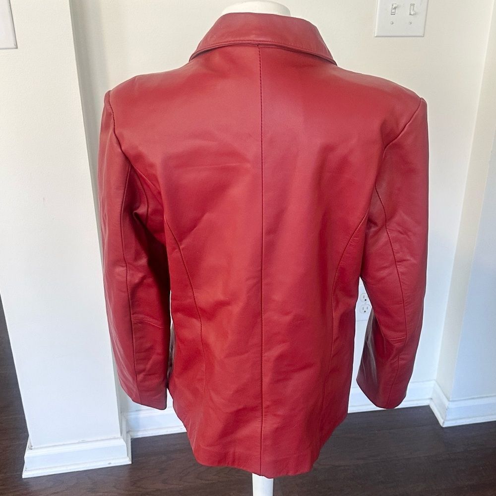 Excelled Collection Red Leather Jacket L - Picture 5 of 8